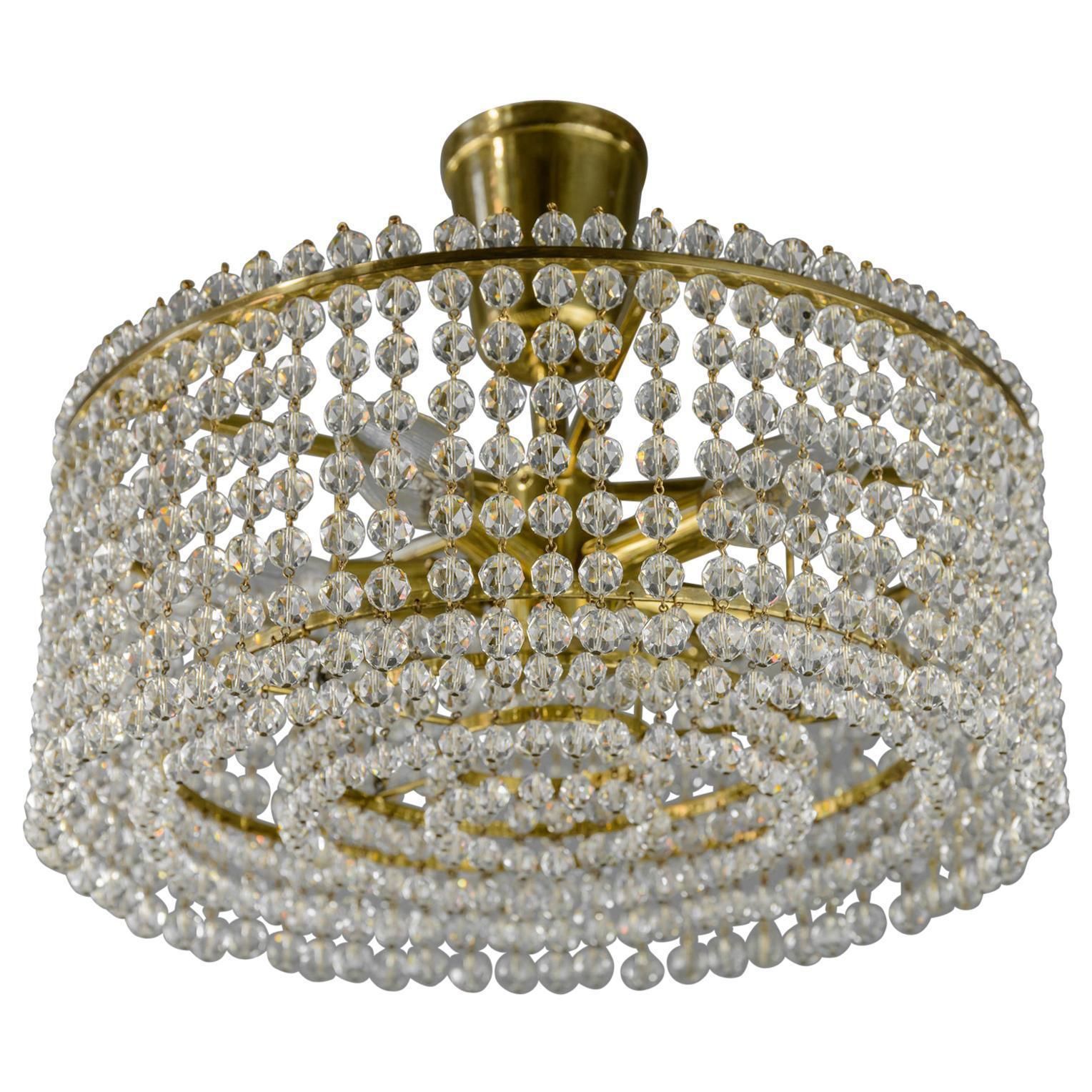 J.L Lobmeyr Chandelier With Crystal Glass, Austria, 1960s