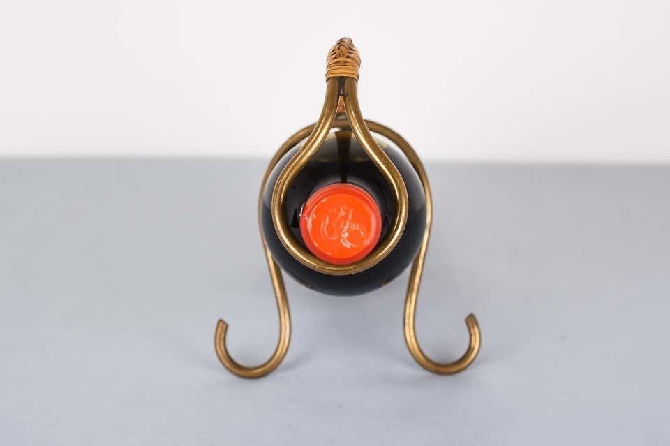 Brass And Wicker Wine Holder, Austria, 1950s photo furniture