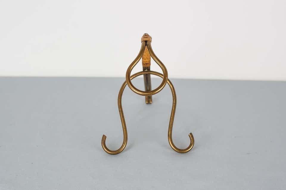 310.0 Brass And Wicker Wine Holder, Austria, 1950s photo