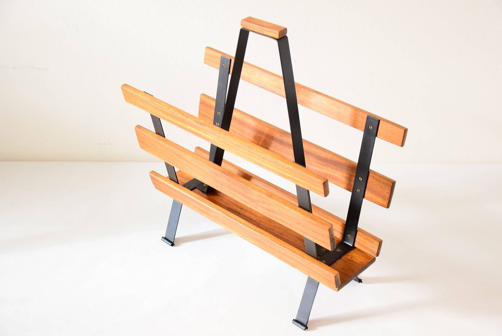 Magazine Rack In Mahogany, Circa 1960s photo Home Decor