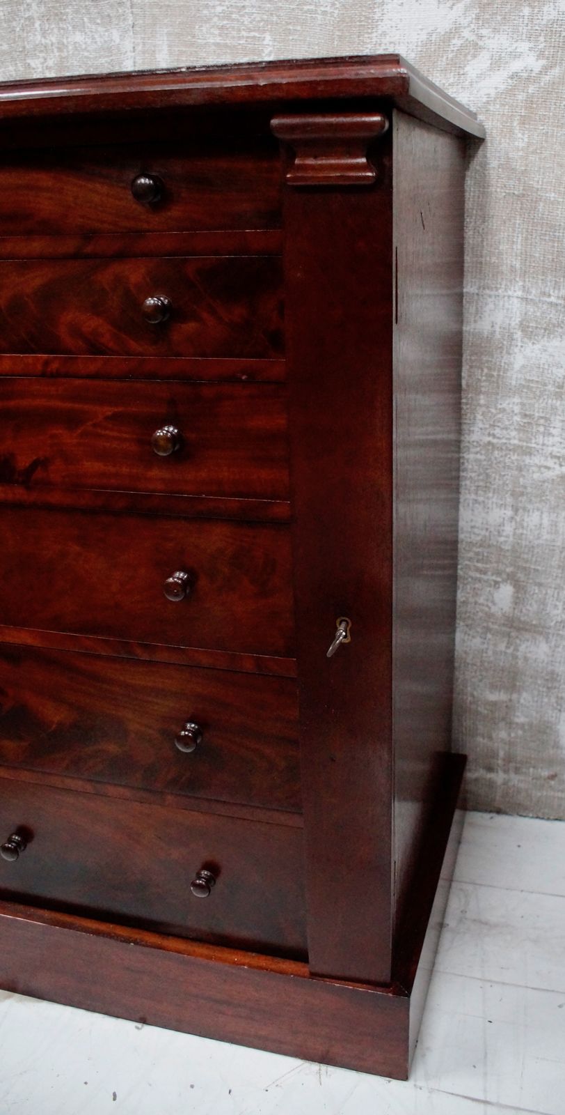 Victorian Flame Mahogany Wellington Chest photo for sale