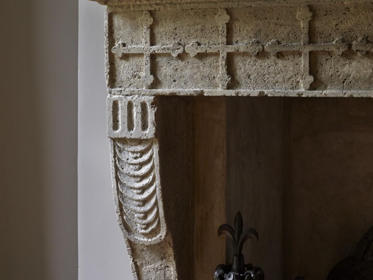 Antique Italian Travertine Fireplace photo 21600.0