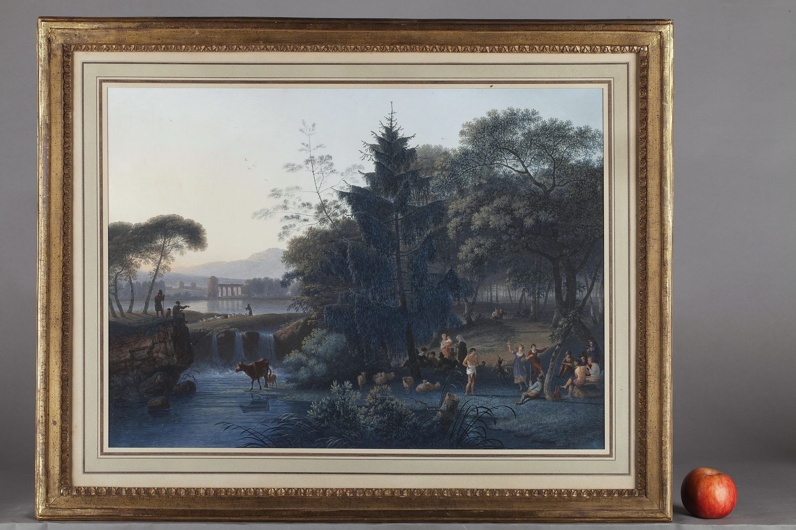 « Paysage au moulin » et « Pastorale », gouaches sur papier photo furniture