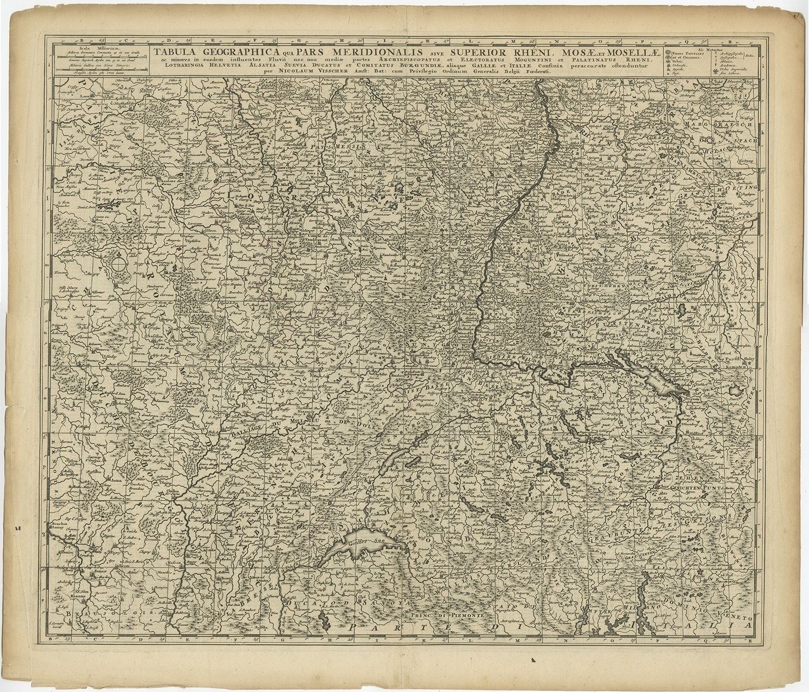 Antique Map Of The Rhine And Moselle River Regions By Visscher (C.1680)