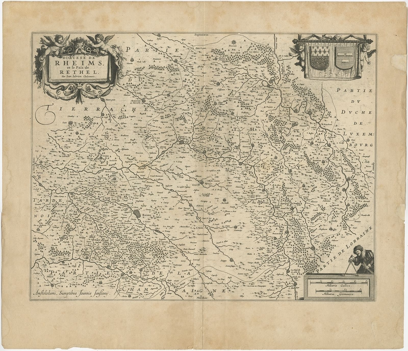 Antique Map Of The Region Of Rethelois By Janssonius (C.1650)