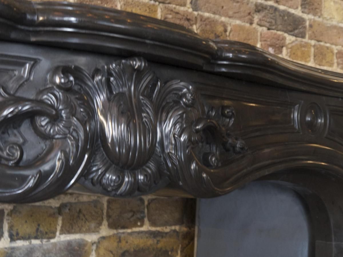 photo furniture Reproduction Black Louis XV Marble Fireplace
