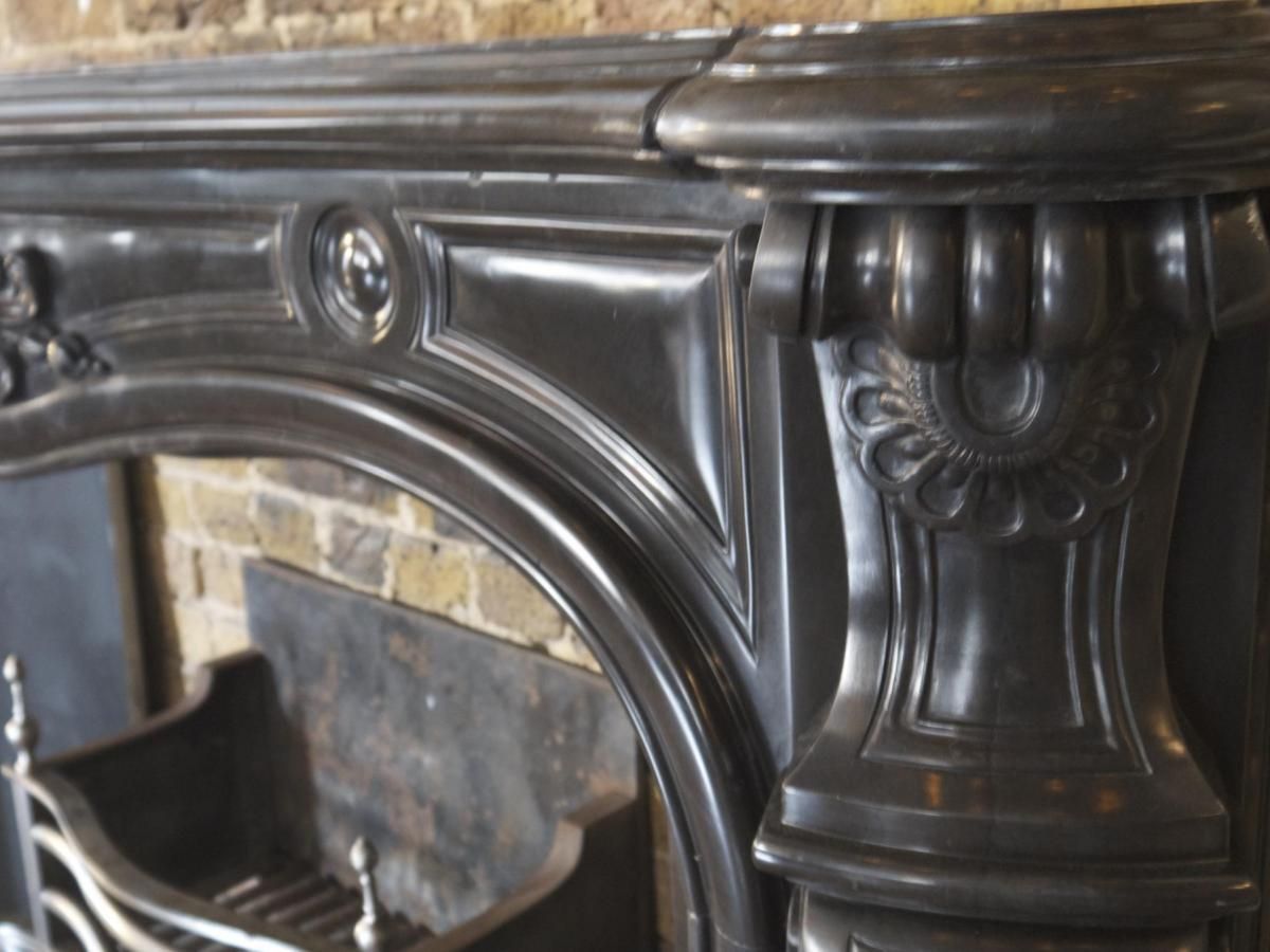 photo for sale Reproduction Black Louis XV Marble Fireplace
