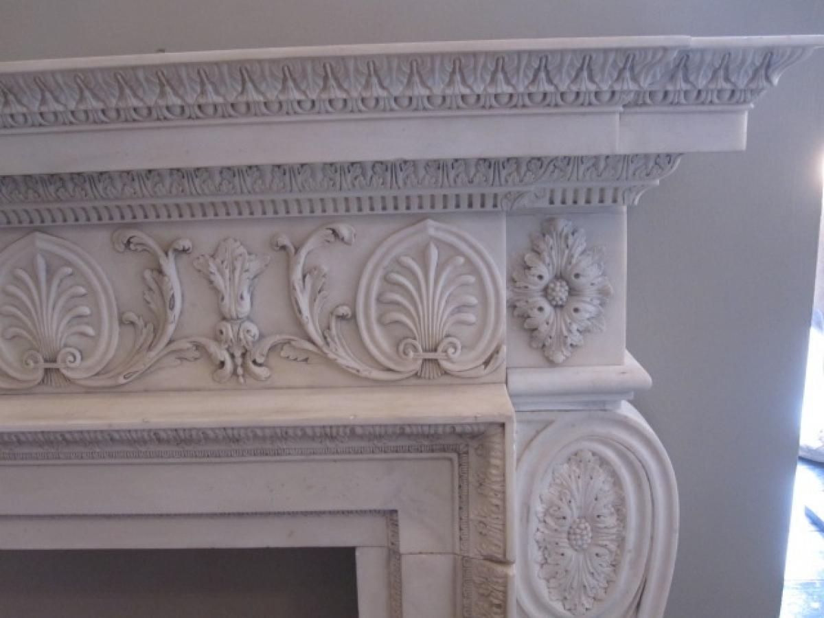 Adam Style Surround Carved In Statuary White Marble photo furniture