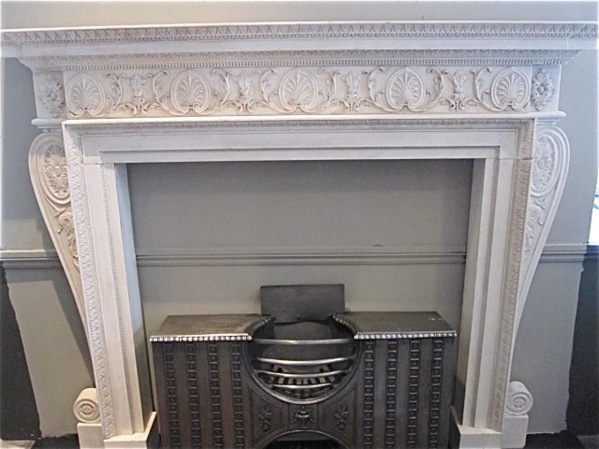 Adam Style Surround Carved In Statuary White Marble