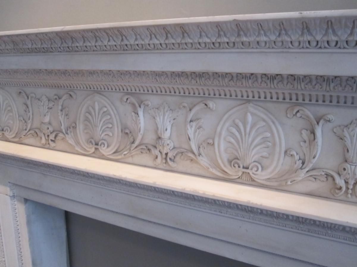Adam Style Surround Carved In Statuary White Marble photo for sale