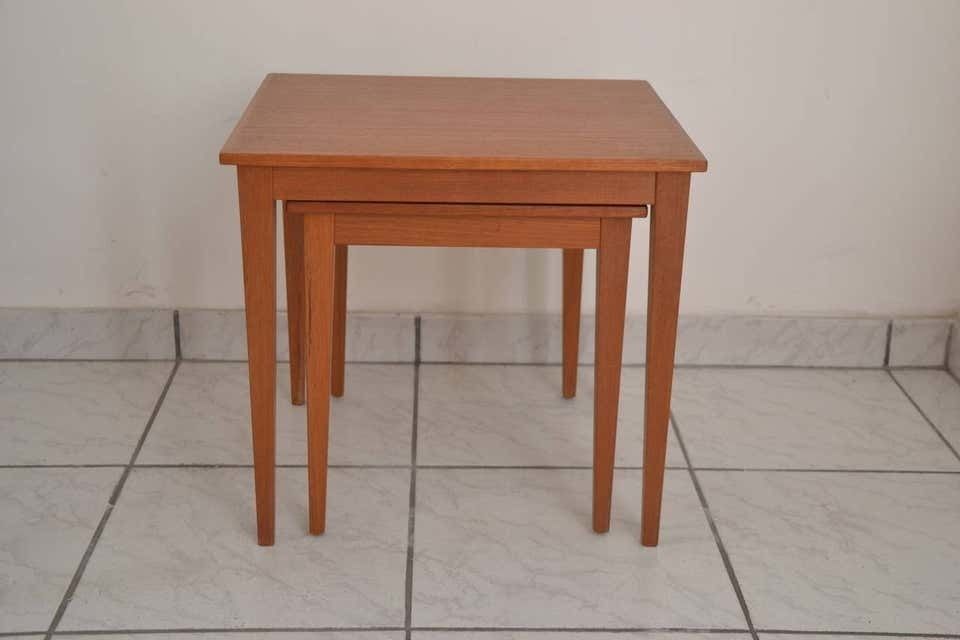 Pair Of Nesting Tables 1960 Denmark Teak Wood photo for sale