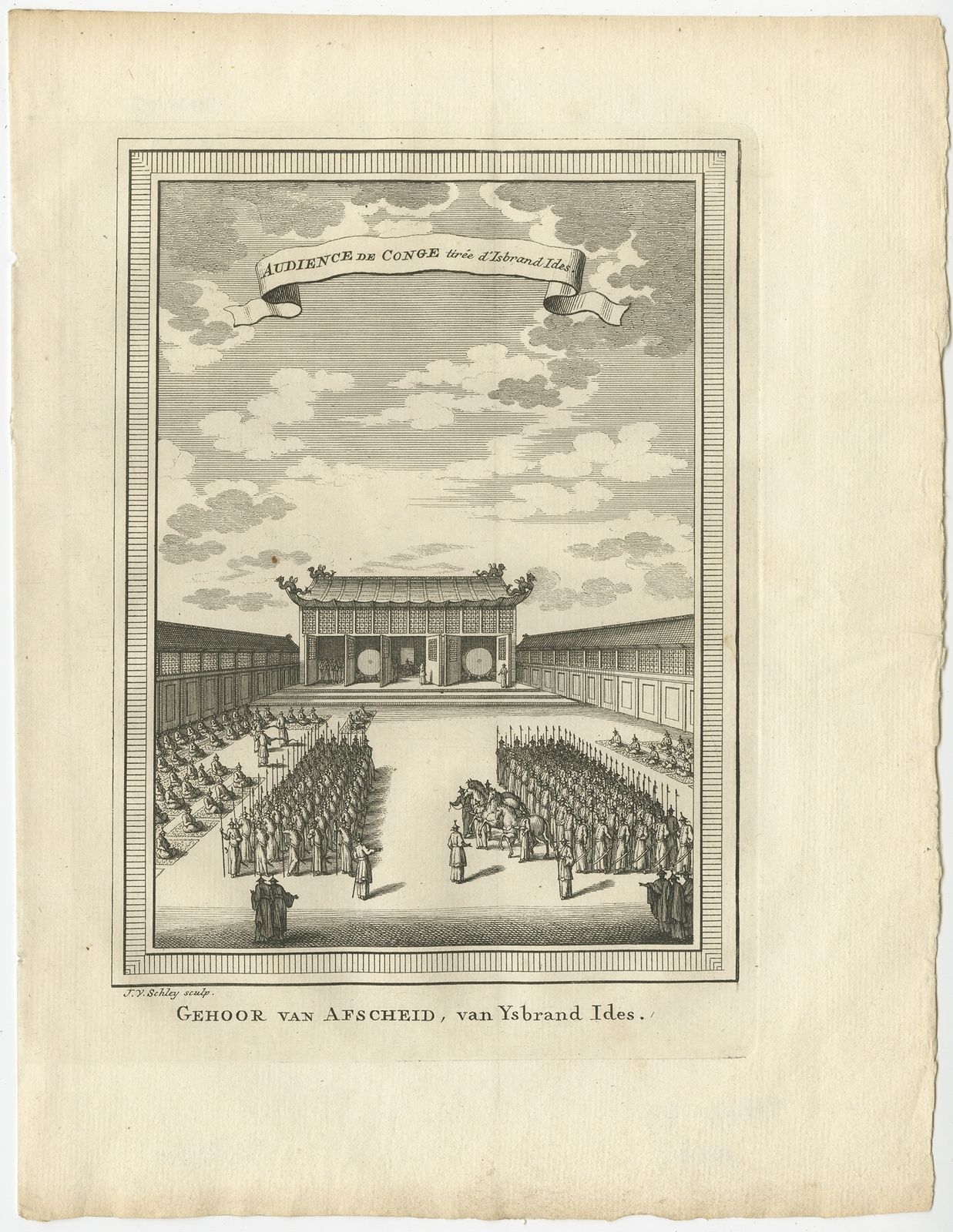 Antique Print Of A Guard Of Honour By Van Schley (1749)