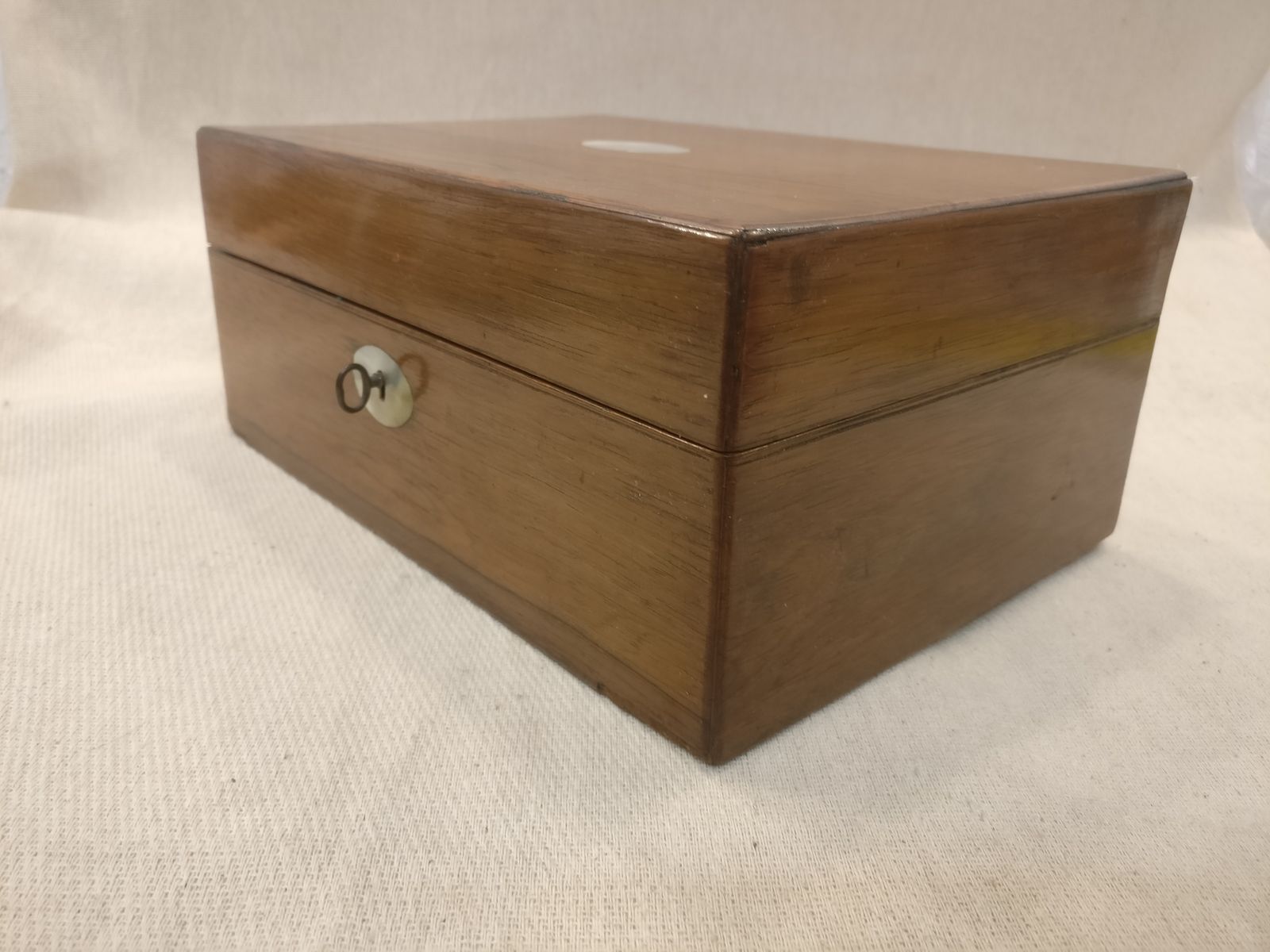 Antique Rosewood Tea Caddy With Original Key And Mother Of Pearl Inlay 26, 18,11 830g photo 295.0