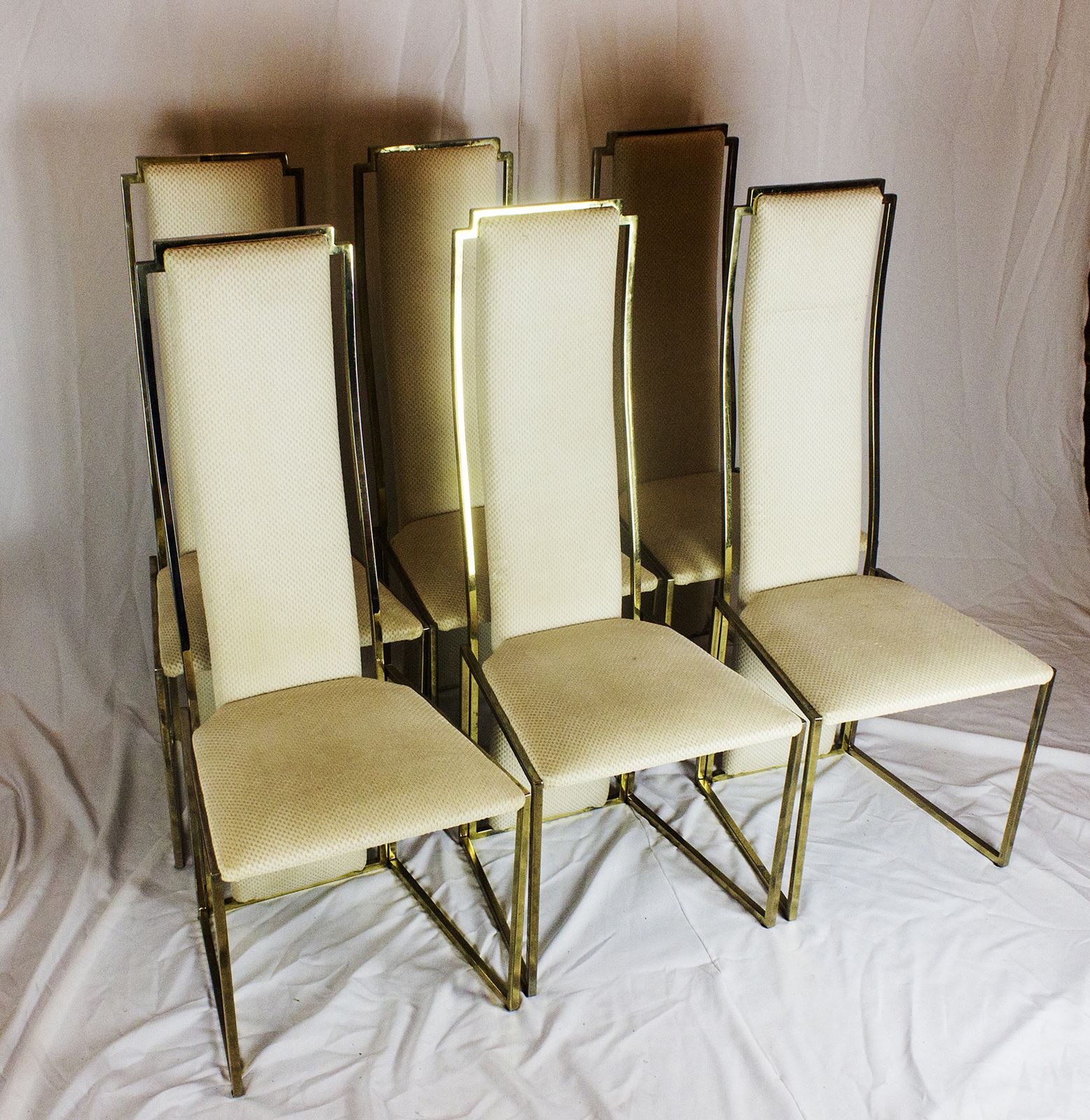 photo for sale Maison Jansen Set Of 6 Brass Dining Chairs