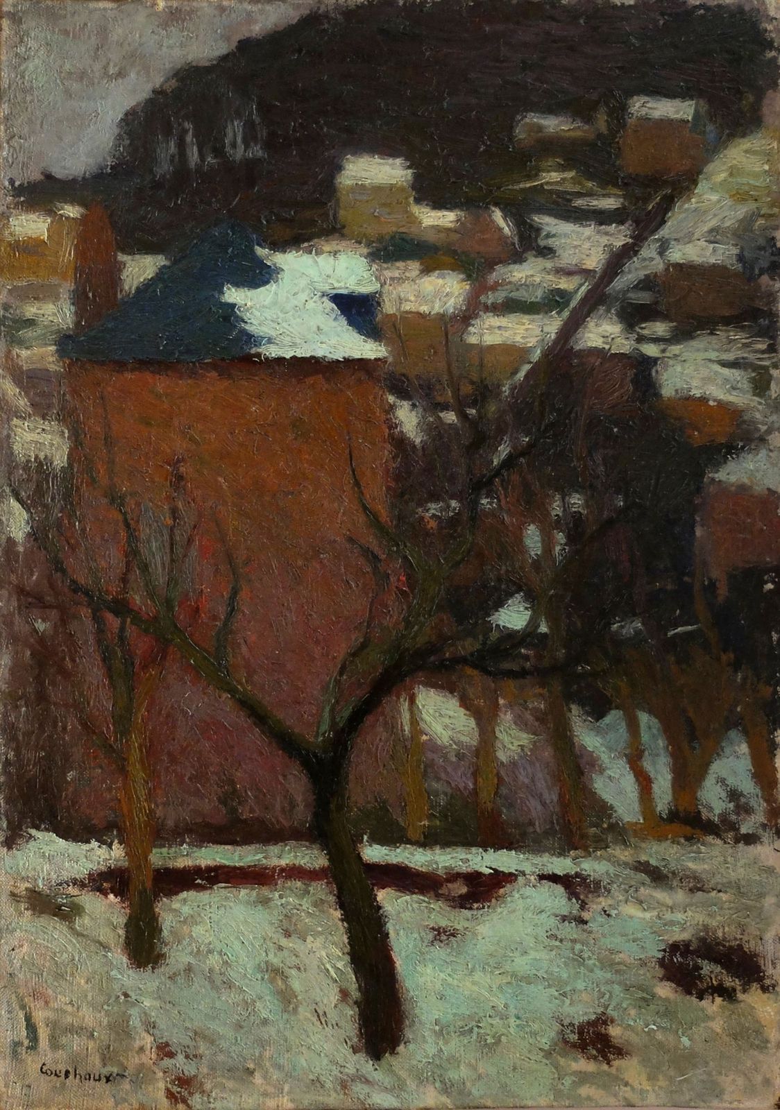 Couchaux Marcel (1877 1939)   Oil On Canvas   Snow In Guillaume Wood Near Rouen