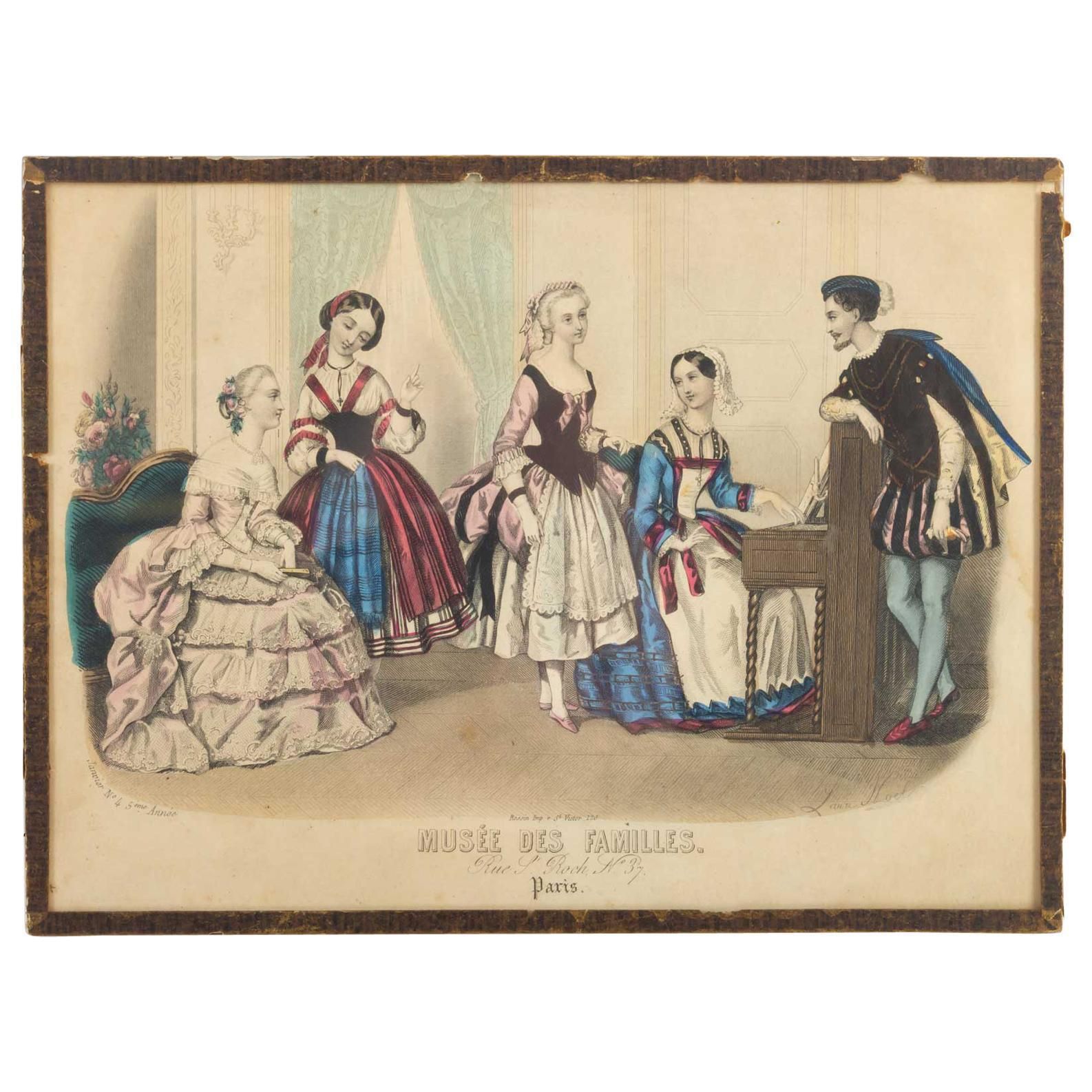 19th Century Engraving, Under Glass, Depicting "The Family Museum"