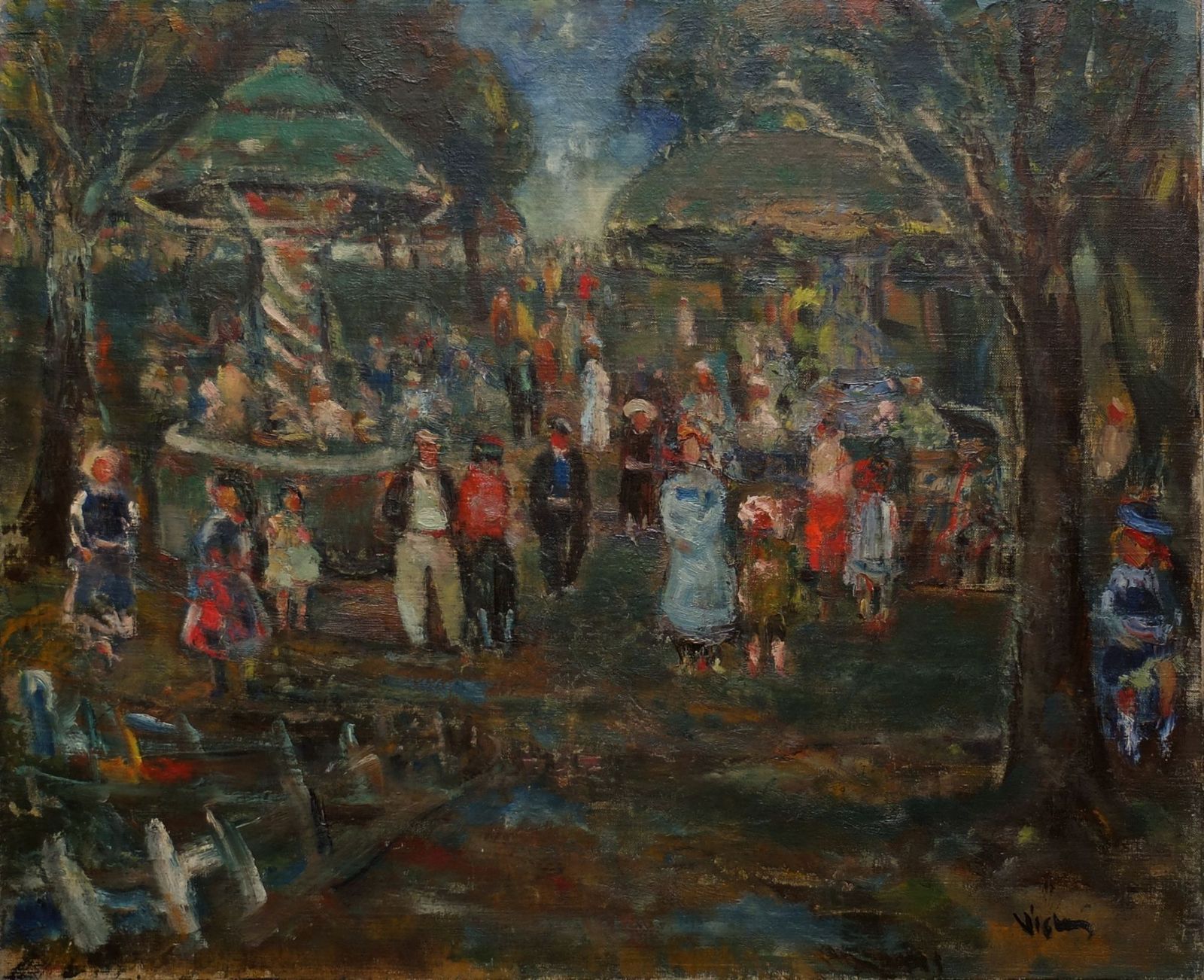 Vigny Sylvain (1903 1970) Oil On Canvas La Fête Foraine