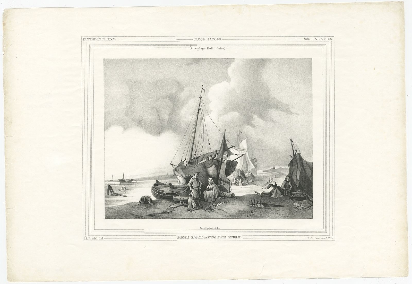 Antique Print Of The Dutch Coast By Soetens & Fils (C.1840)