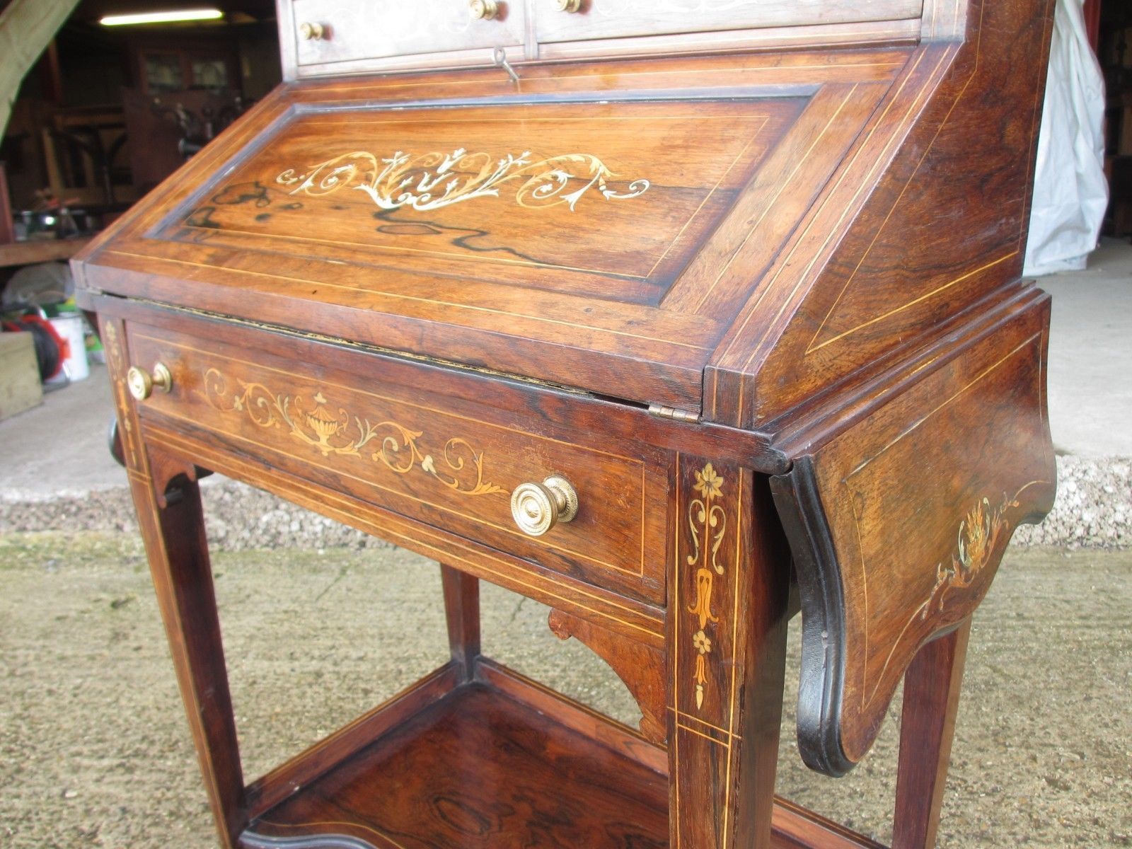 Victorian Rosewood And Inlaid Ladies Writing Bureau photo for sale