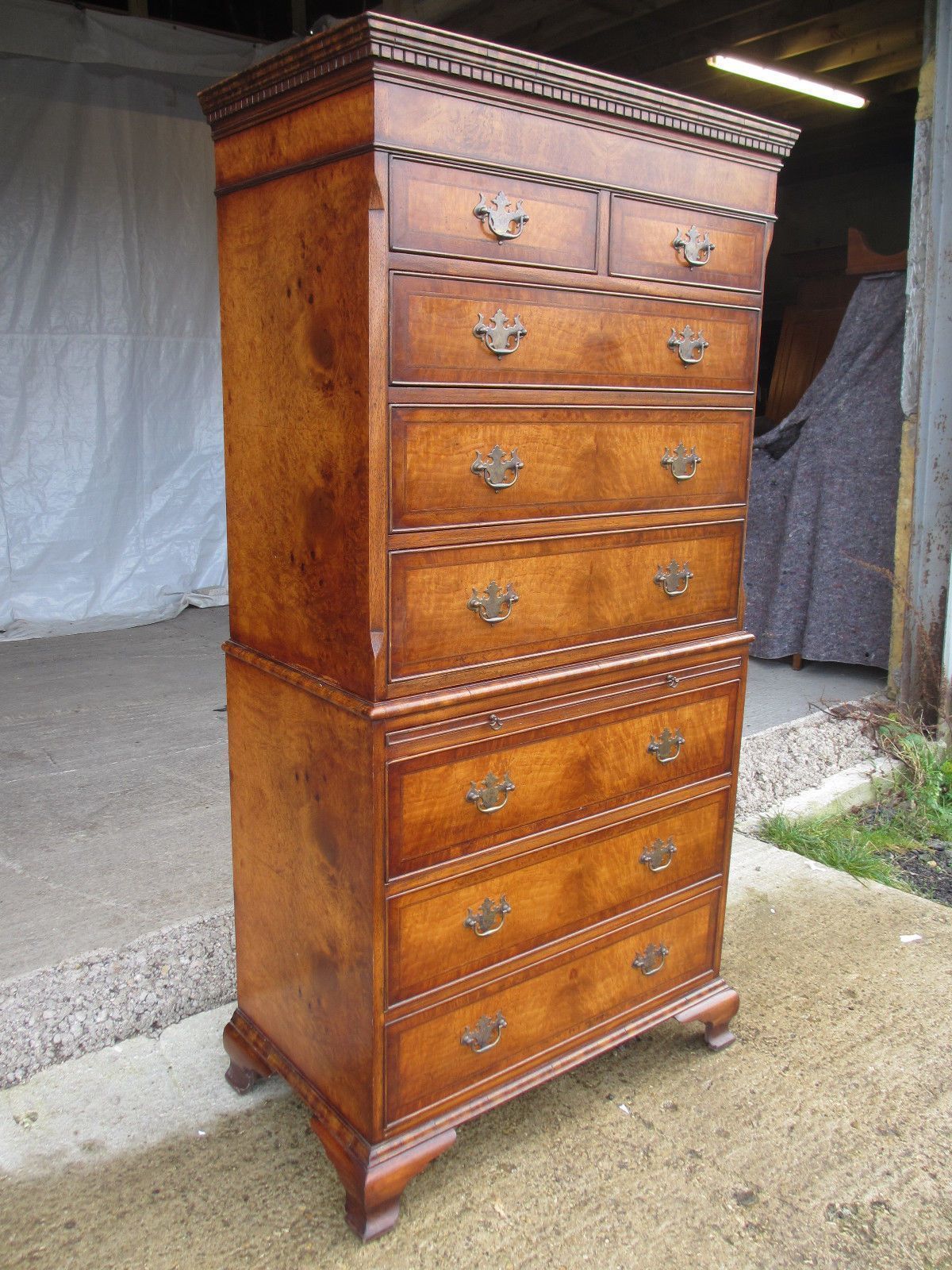 Georgian Style 1920s Chest On Chest Burr Walnut