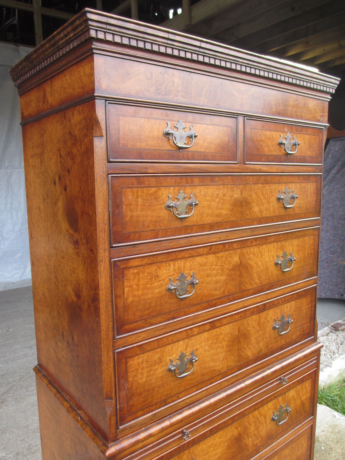 Georgian Style 1920s Chest On Chest Burr Walnut photo furniture