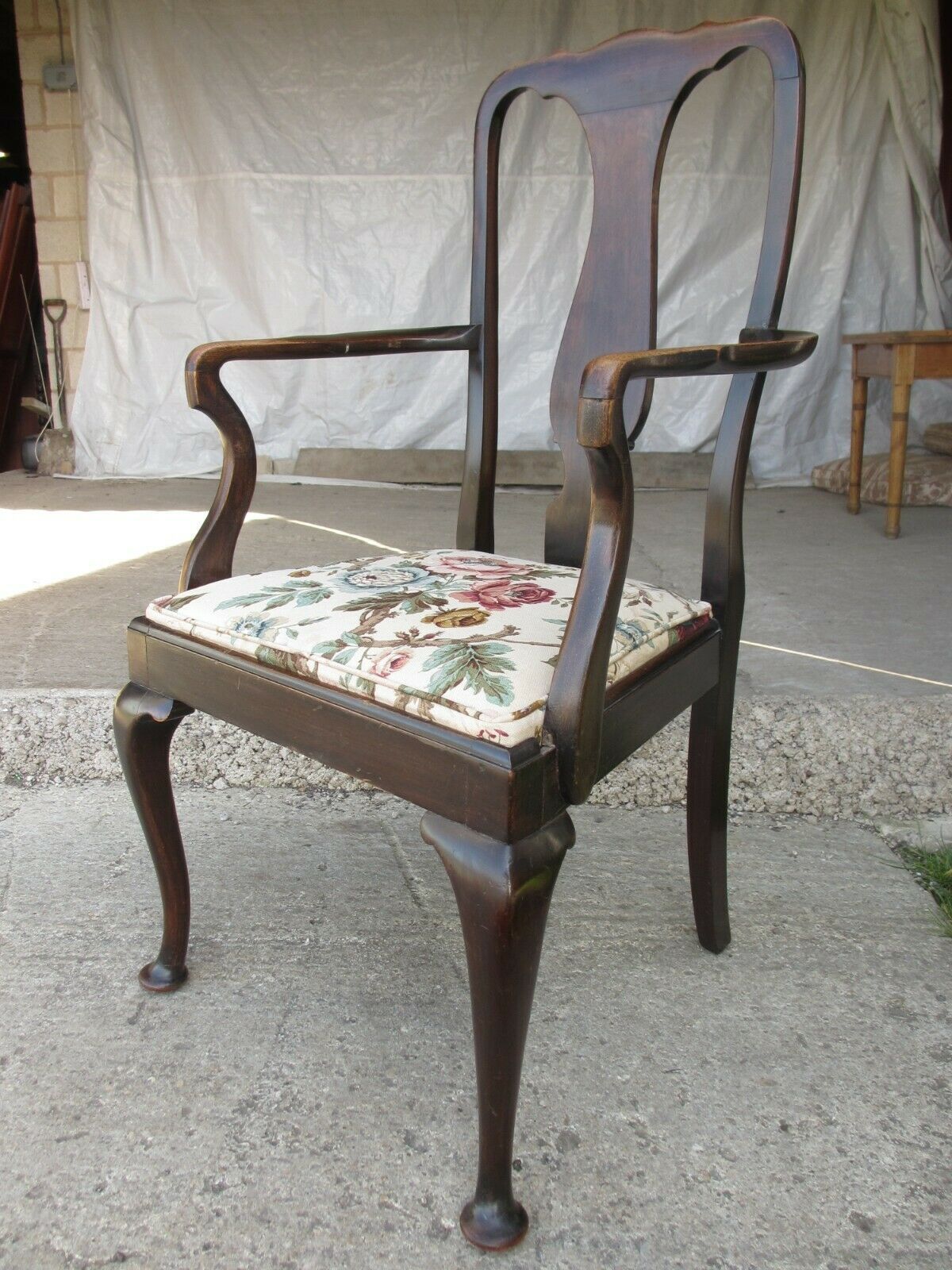 19th Century Mahogany Vase Splat Back Carver Arm Chair photo furniture
