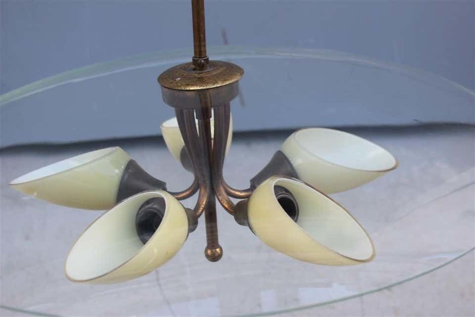 Round Murano Glass Curved Chandelier Midcentury Italian Design Yellow Brass photo 1858.0