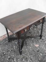 19th Century Oak 2 Drawer Bobbin Leg Side/Hall Table photo furniture