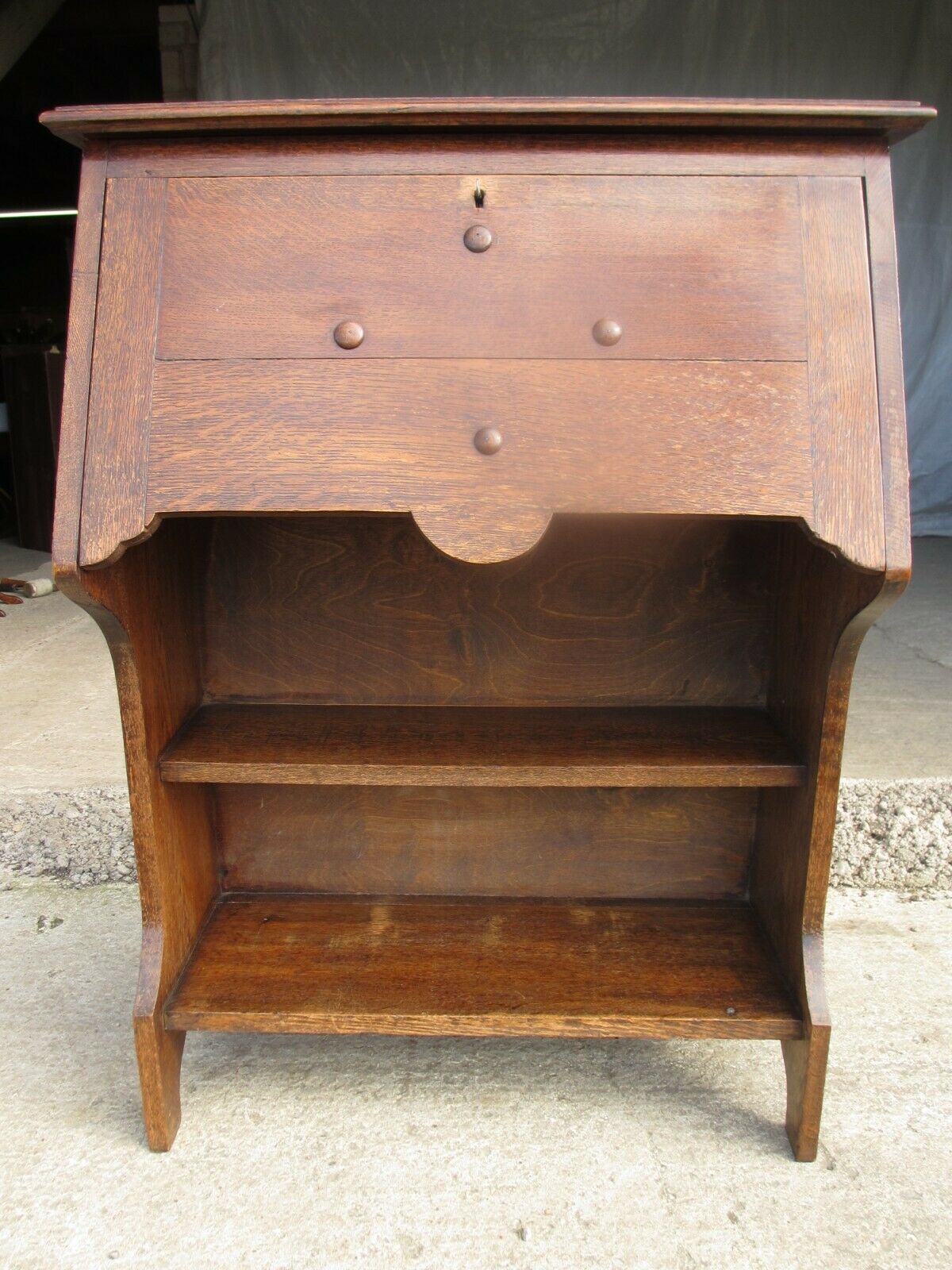 Edwardian Oak Bureau Bookcase With Lockable Work Station