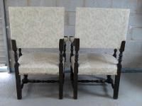 Pair Of Oak Framed Throne Chairs With Turned Legs photo for sale