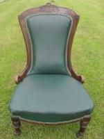 Victorian Carved Walnut Showood Fireside Chair With Rexine Upholstery photo furniture