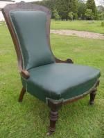 Victorian Carved Walnut Showood Fireside Chair With Rexine Upholstery photo Furniture
