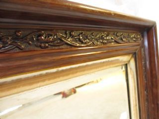 Victorian Carved Floral Mahogany And Gilt Framed Bevel Glass Wall Hanging Mirror photo furniture