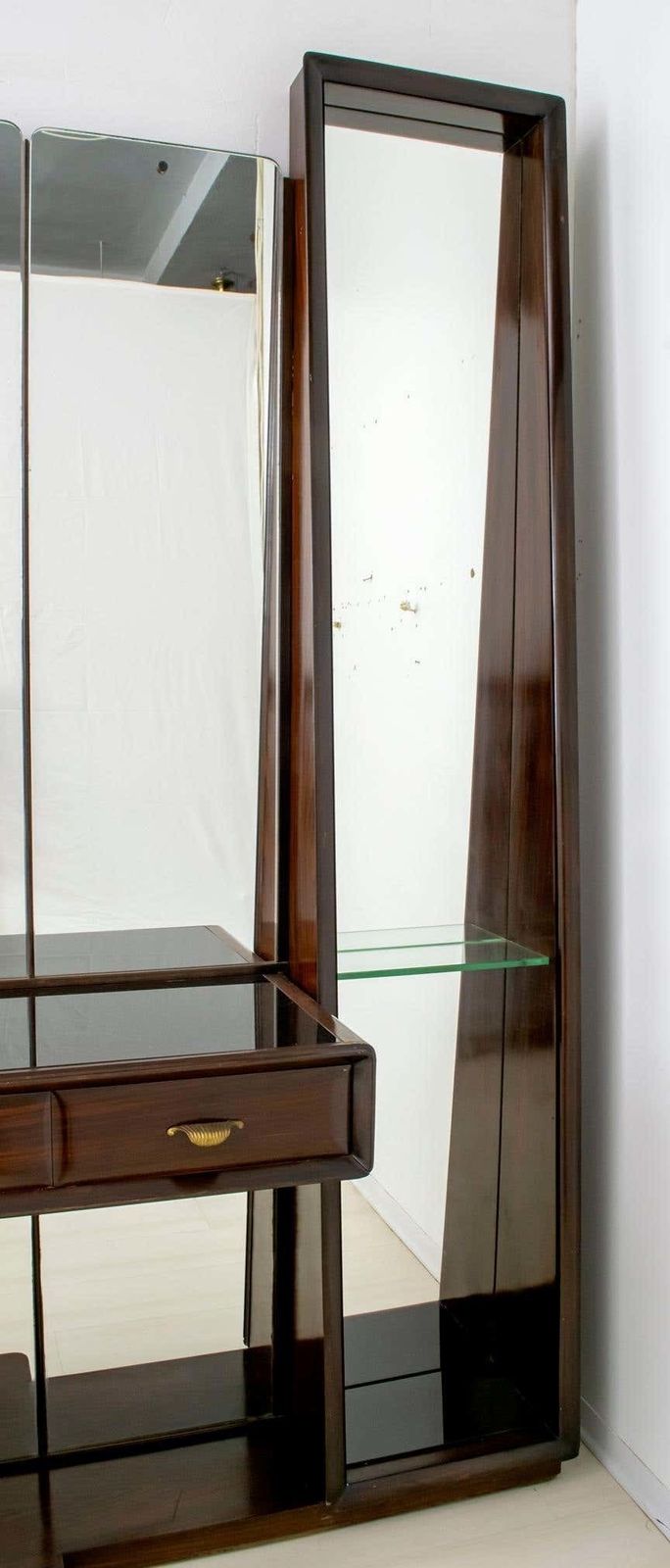 Guglielmo Ulrich Mid Century Modern Italian Walnut Mirrored Sideboard, 1940s photo buy