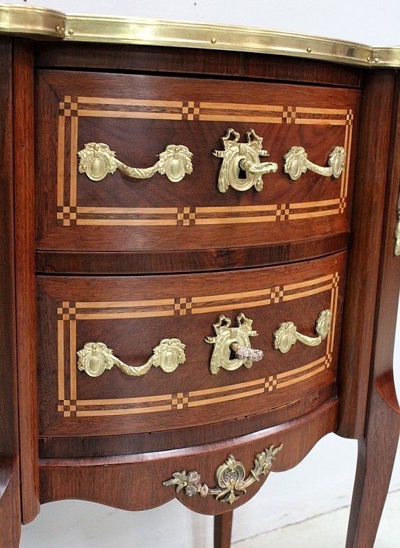 Small Mahogany Dresser Chiffonnière, Louis XV / Louis XVI Transition Style   Late 19th photo vintage