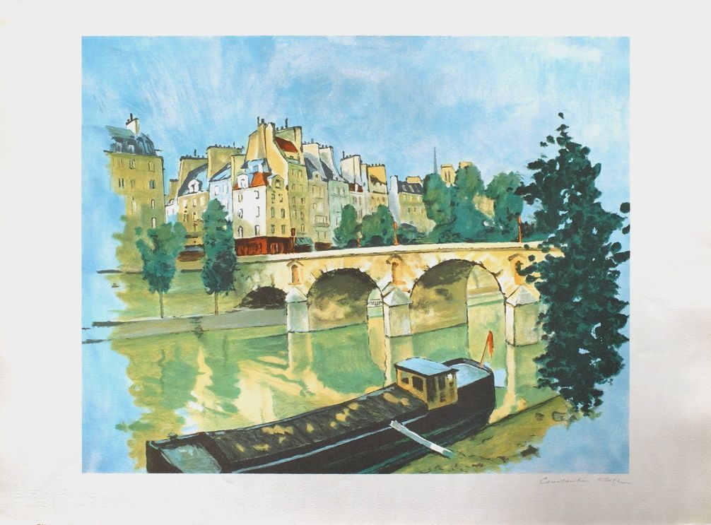 Kluge Constantin Lithography The Seine And The Island Saint Louis Paris
