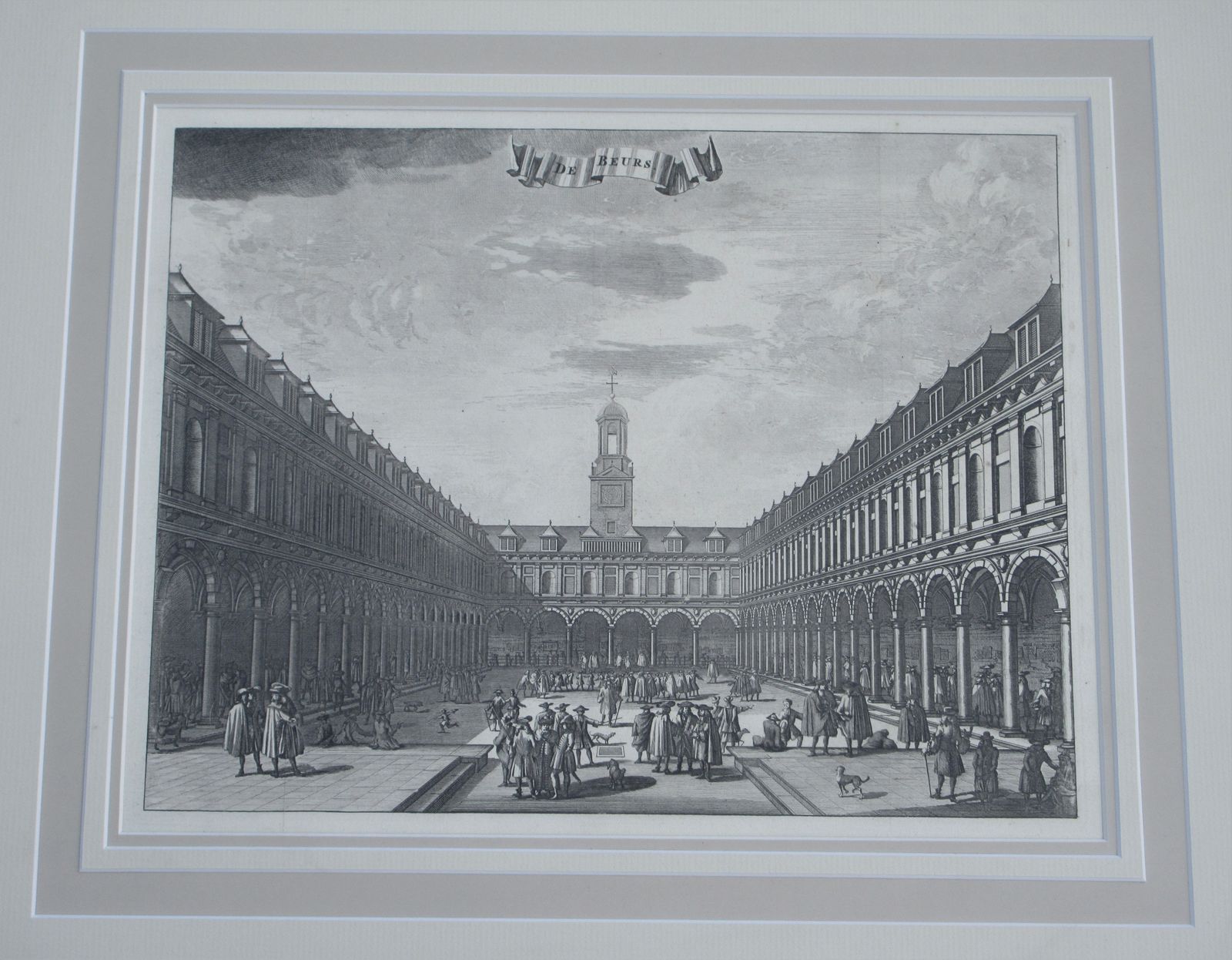 Beautiful Framed Antique Copper Engraving ‘De Beurs’ (Amsterdam’s Stock Exchange) By Jan Wagenaar, C1786 photo furniture