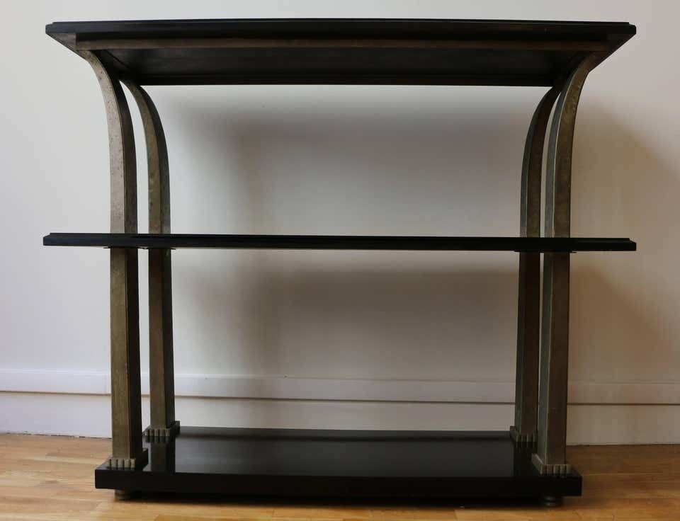 Stunning Metal And Wood Console By Edgar Brandt, Art Deco, France, 1920s photo furniture