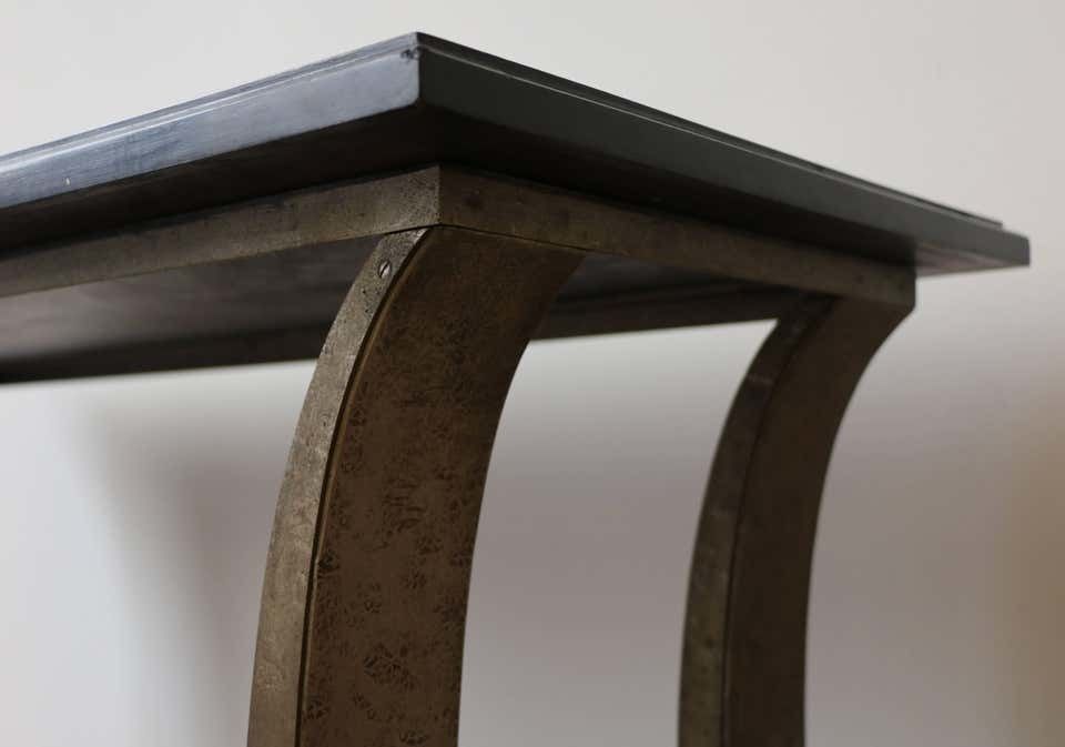 Stunning Metal And Wood Console By Edgar Brandt, Art Deco, France, 1920s photo vintage