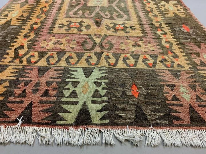 Vintage Turkish Kilim 350x140 Cm Wool Kelim Rug Large photo Textiles