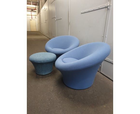 Pair Of Mushroom Armchairs With Ottoman By Pierre Paulin For Artifort photo vintage