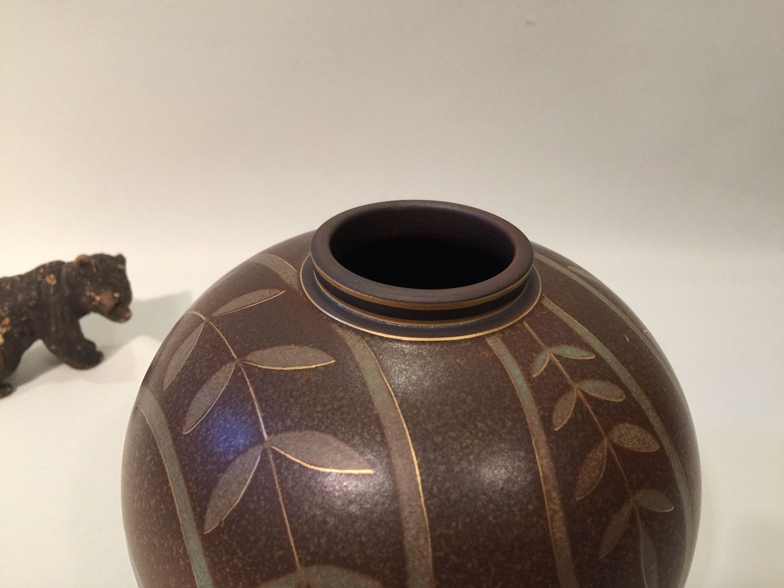 Swedish Ball Shaped Art Deco Flambé Ceramic Vase By Gunnar Nylund For Rorstrand, 1930s 1940s photo for sale