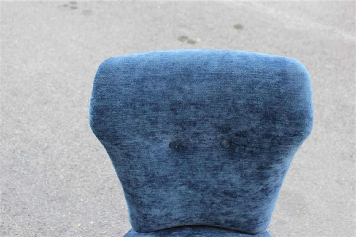 photo furniture Bedroom Pair Of Chairs Midcentury Italian Design Blue Fabric White Feet