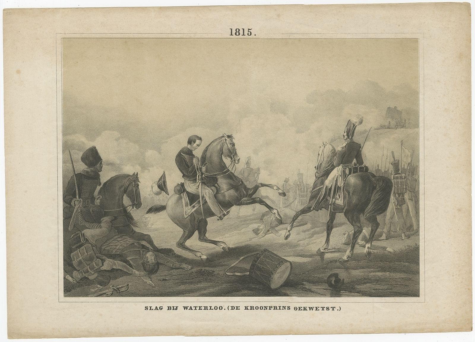 Antique Print Of The Battle Of Waterloo By Eichman & Altmann (C.1855)