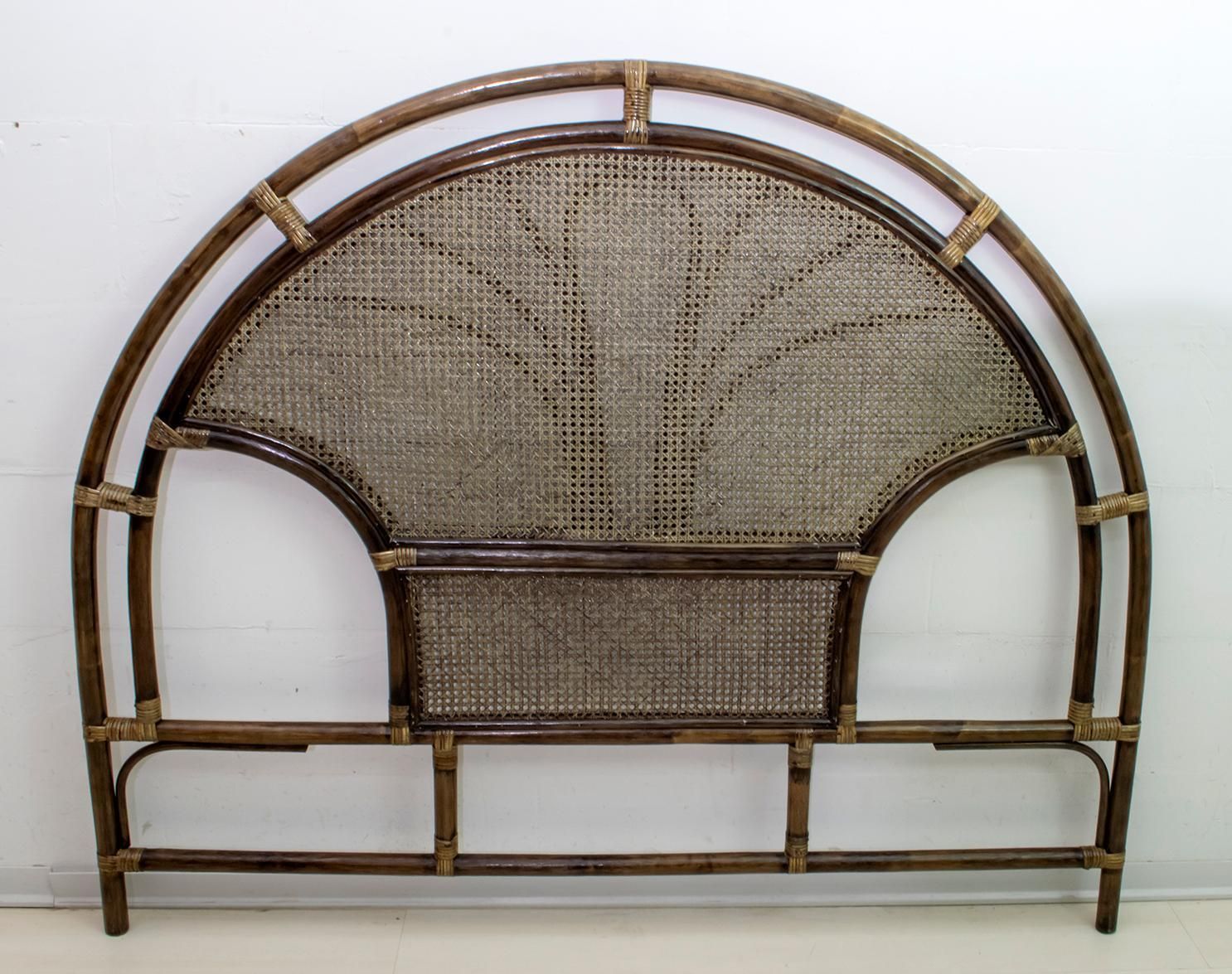 Bonacina Mid Century Modern Italian Bamboo And Rattan Headboard Handcrafted photo buy