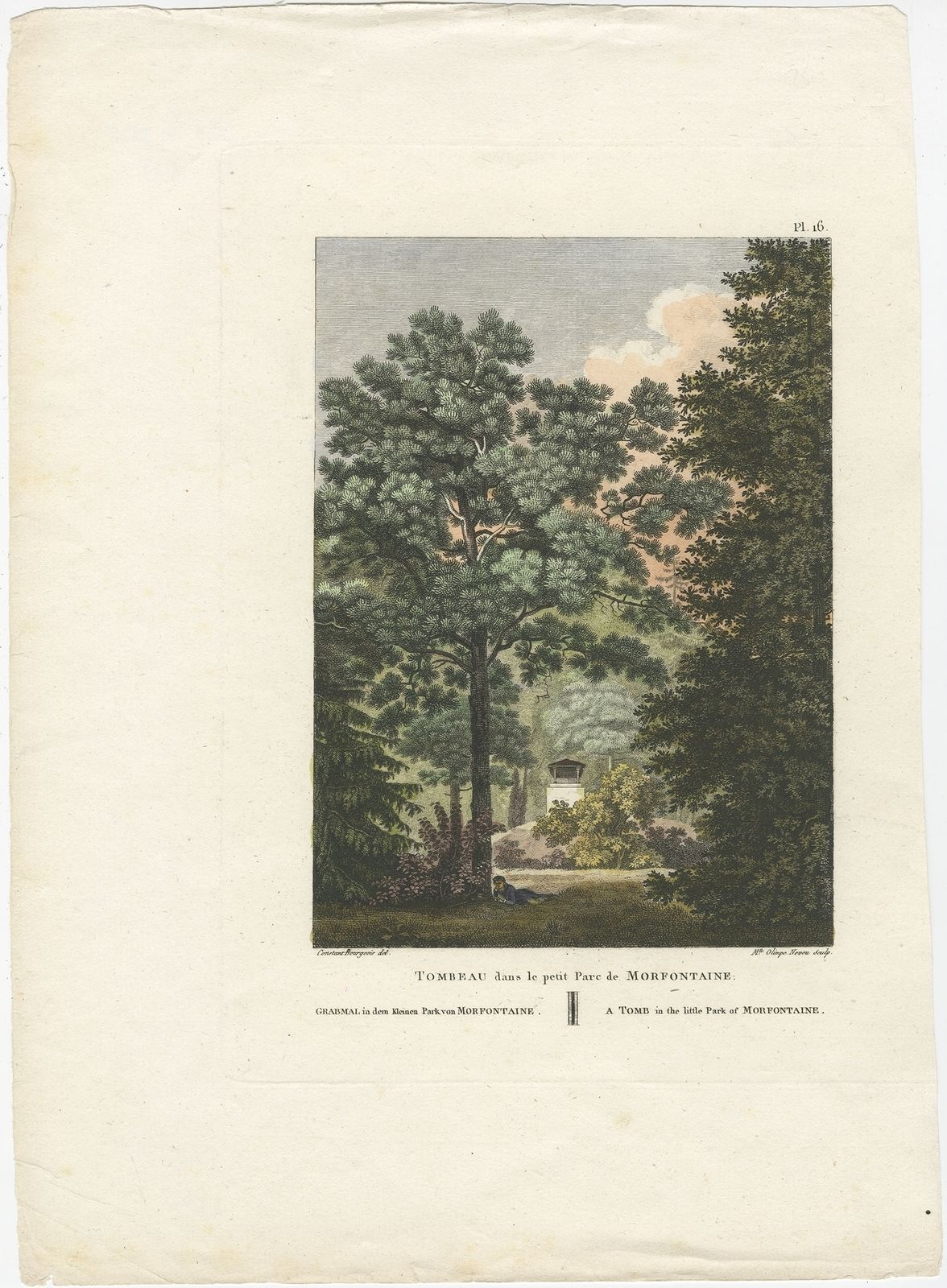Antique Print Of The Tomb Of Morfontaine By Laborde (1808)