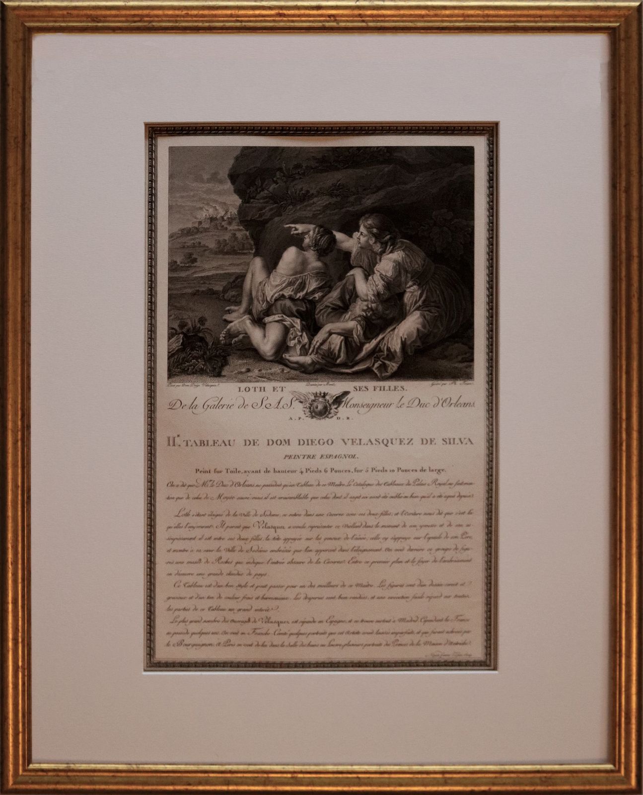 Engraving   "Loth Et Ses Filles" From The Gallery Of S.A.S. Monseigneur Duke Of Orleans