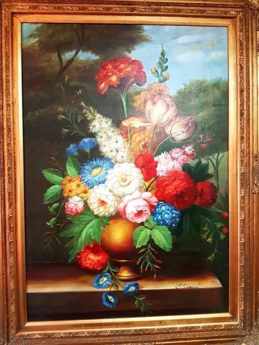 Beautiful Oil On Canvas  Flowers Motif