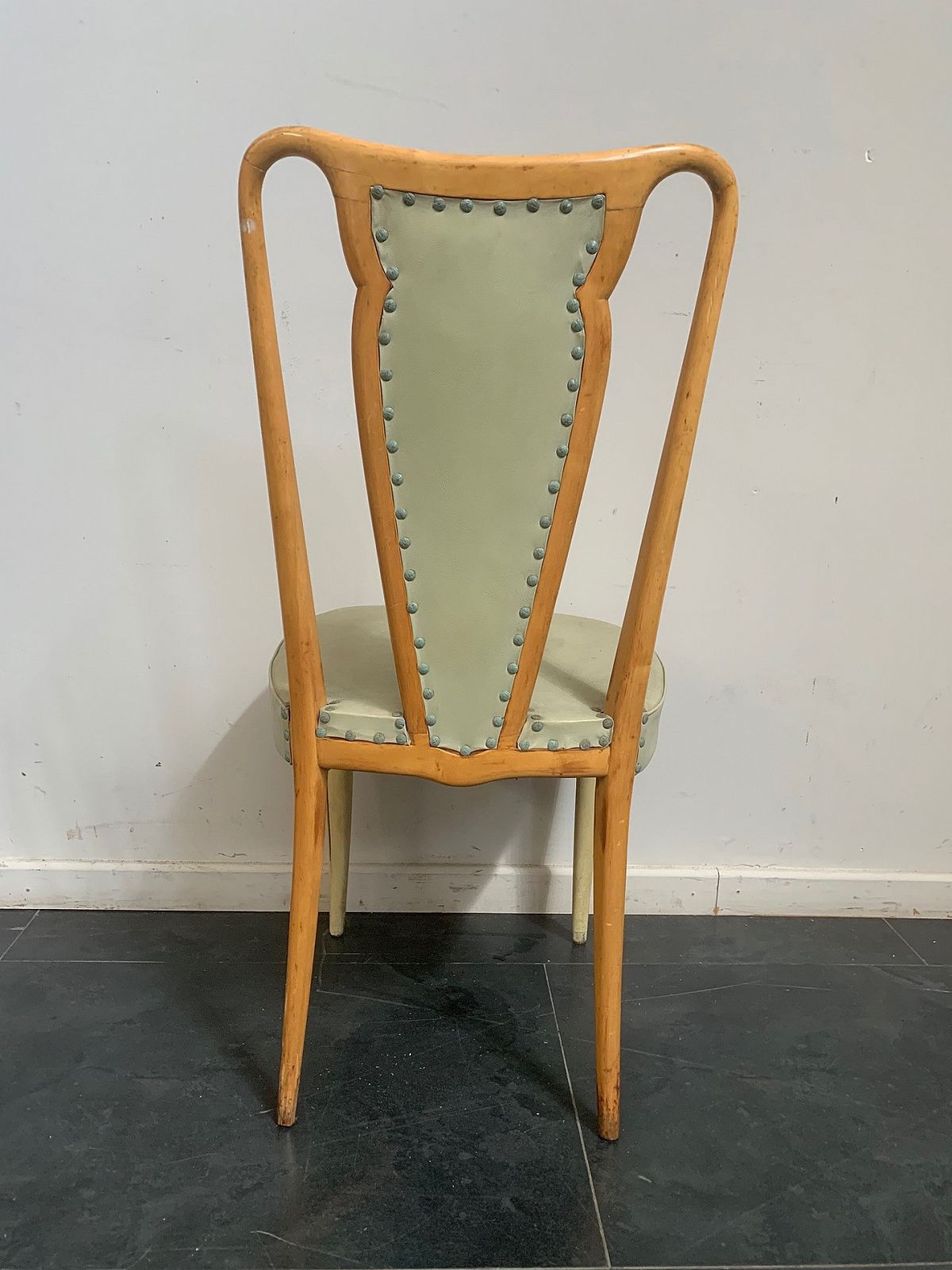 Dining Chair In Leather And Italian Aniline Lacquer From La Permanente Mobili Cantù, 1940s photo Furniture