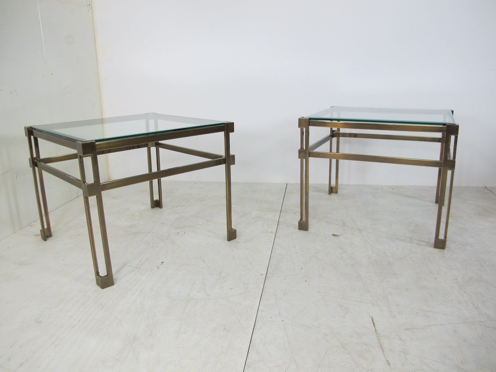 Regency Brass & Glass Side Table By Peter Ghyczy, 1970s photo 544.87